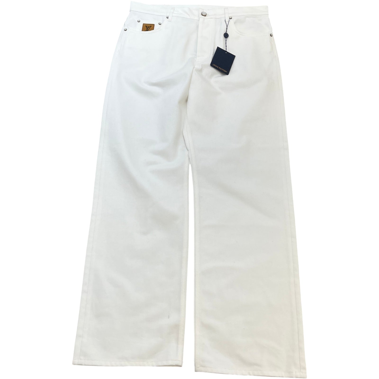 Men's Embroidered LV Jeans White Size XL / W36 - Photo 1
