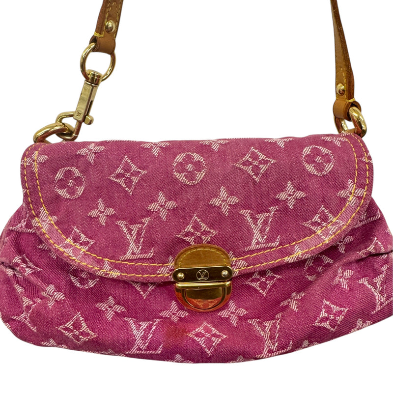 Women's Monogram Denim Pleaty Mini Bag Pink