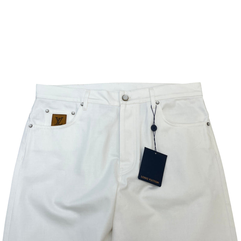 Men's Embroidered LV Jeans White Size XL / W36