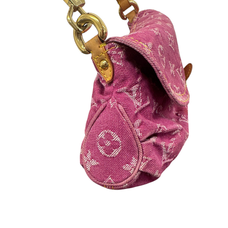 Women's Monogram Denim Pleaty Mini Bag Pink