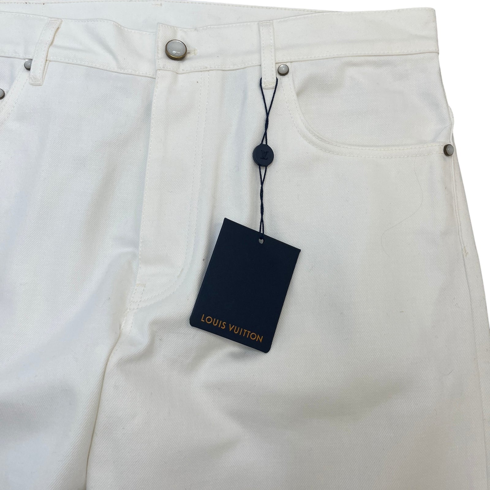 Men's Embroidered LV Jeans White Size XL / W36 - Photo 6