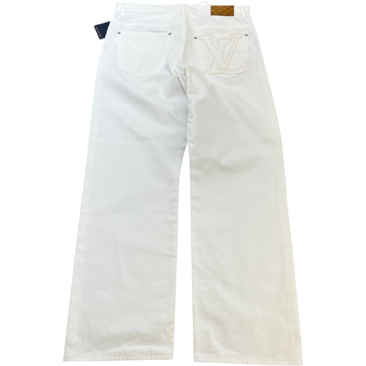Men's Embroidered LV Jeans White Size XL / W36 - Photo 2