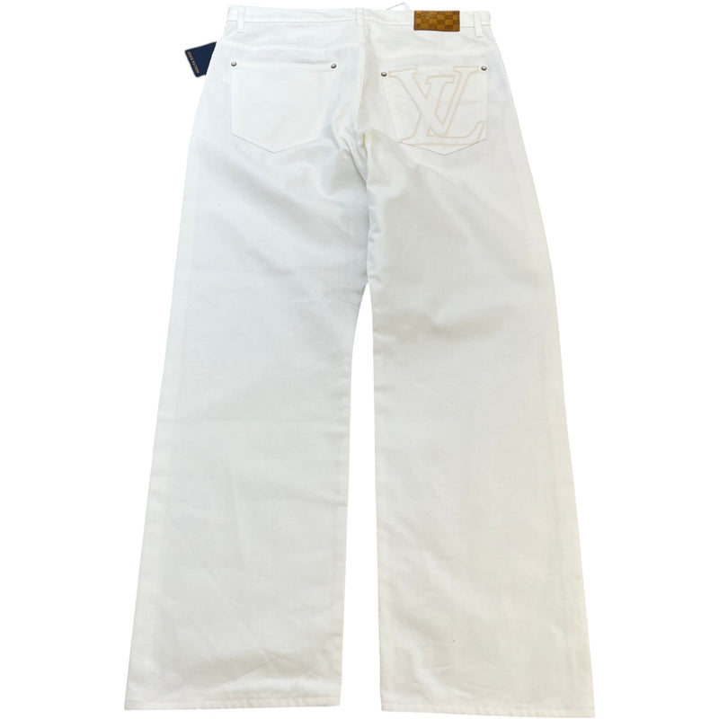 Men's Embroidered LV Jeans White Size XL / W36