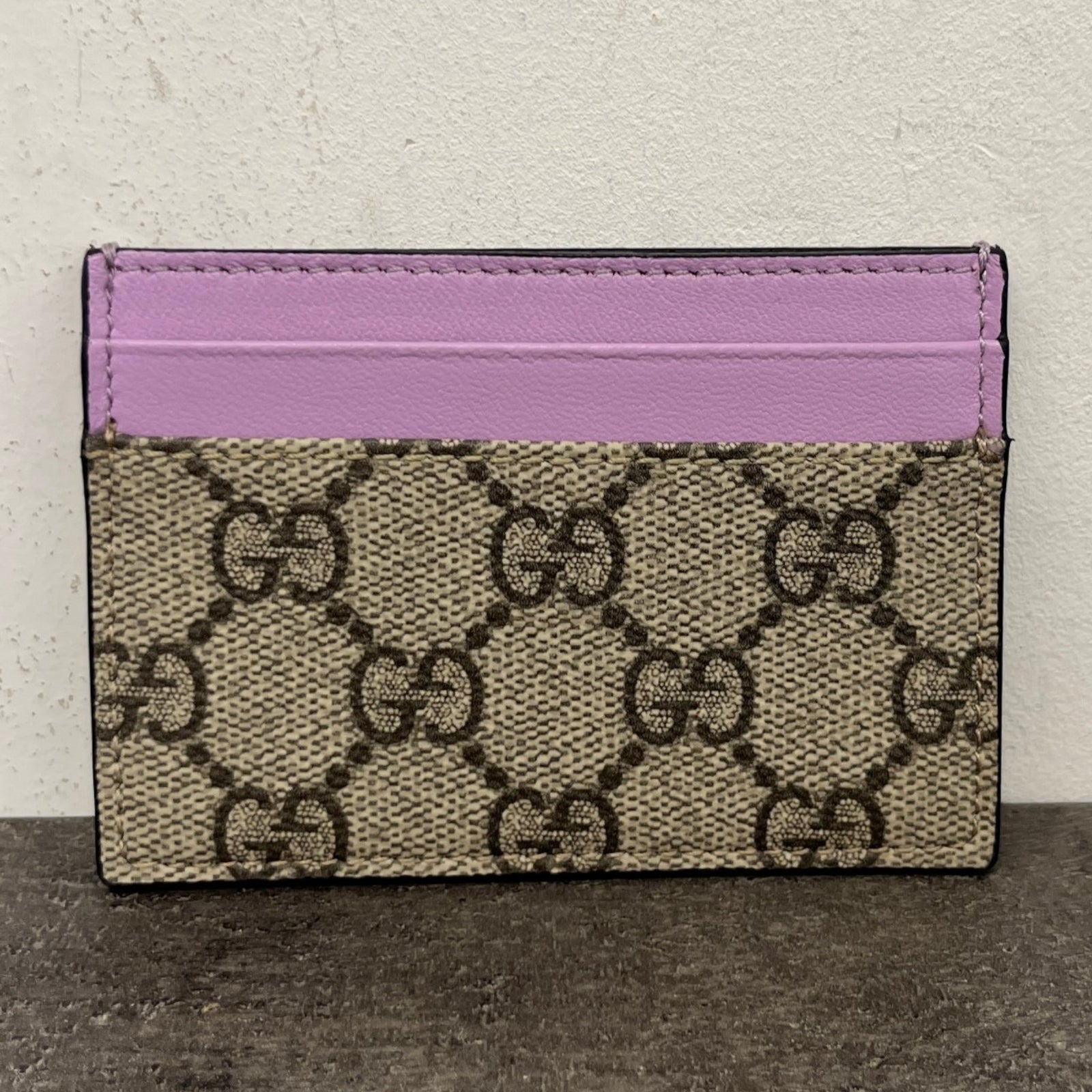 Men's GG Supreme Card Holder Beige - Photo 9