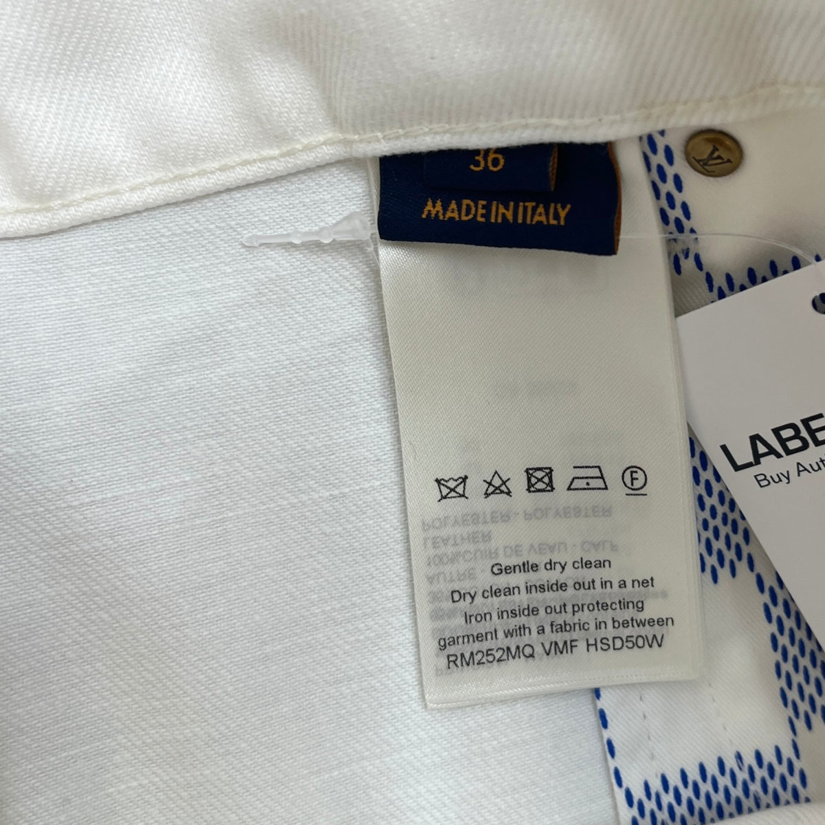 Men's Embroidered LV Jeans White Size XL / W36 - Photo 9