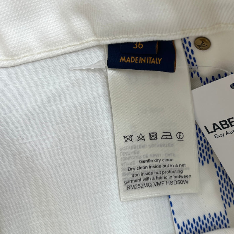 Men's Embroidered LV Jeans White Size XL / W36