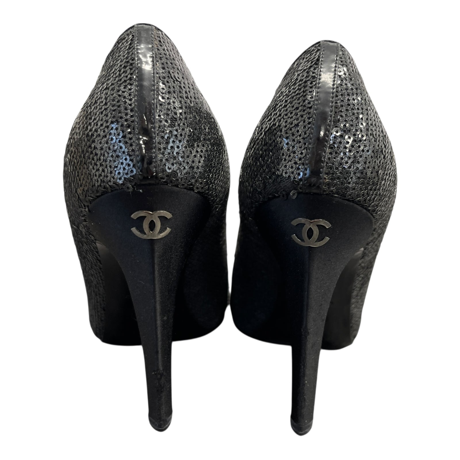 Women's Cc Logo Sequinned Heels Black Size EU 38 / UK 5 - Photo 7