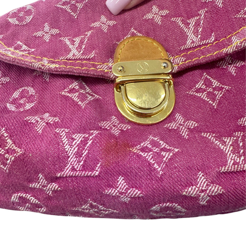 Women's Monogram Denim Pleaty Mini Bag Pink