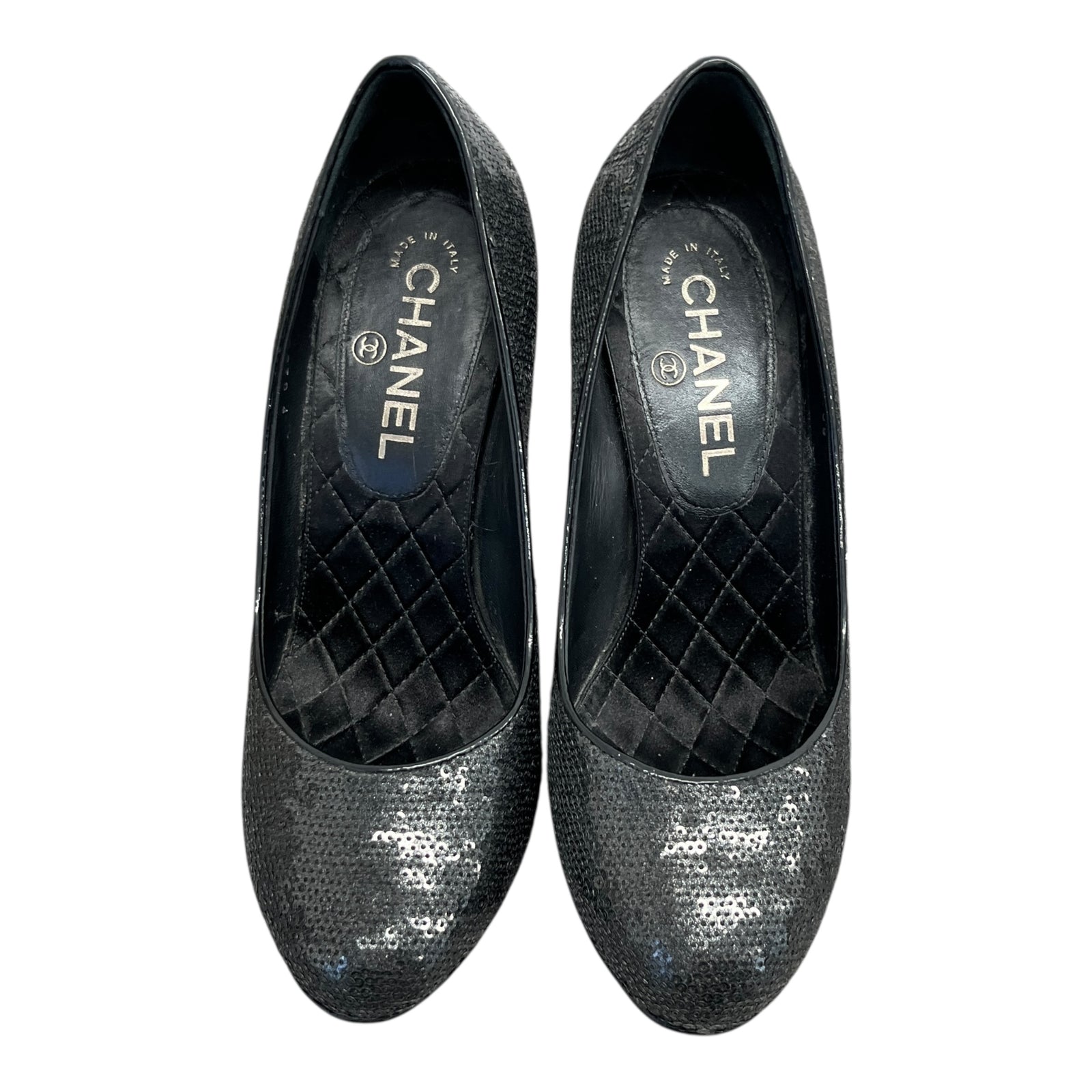 Women's Cc Logo Sequinned Heels Black Size EU 38 / UK 5 - Photo 6