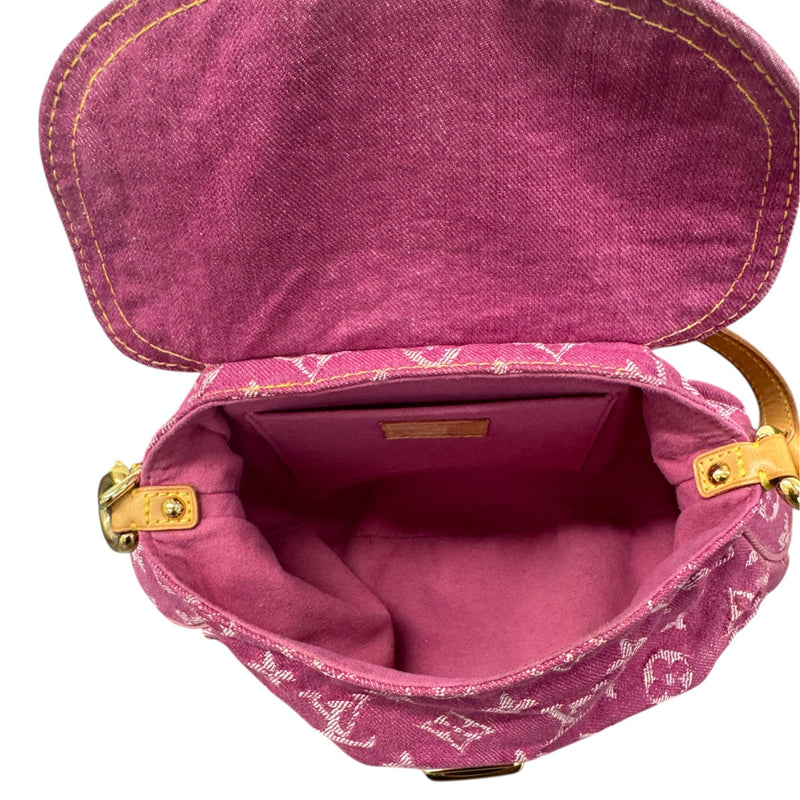 Women's Monogram Denim Pleaty Mini Bag Pink