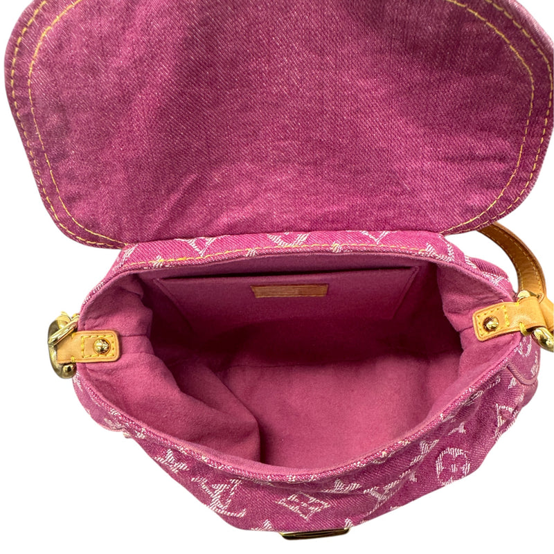 Women's Monogram Denim Pleaty Mini Bag Pink