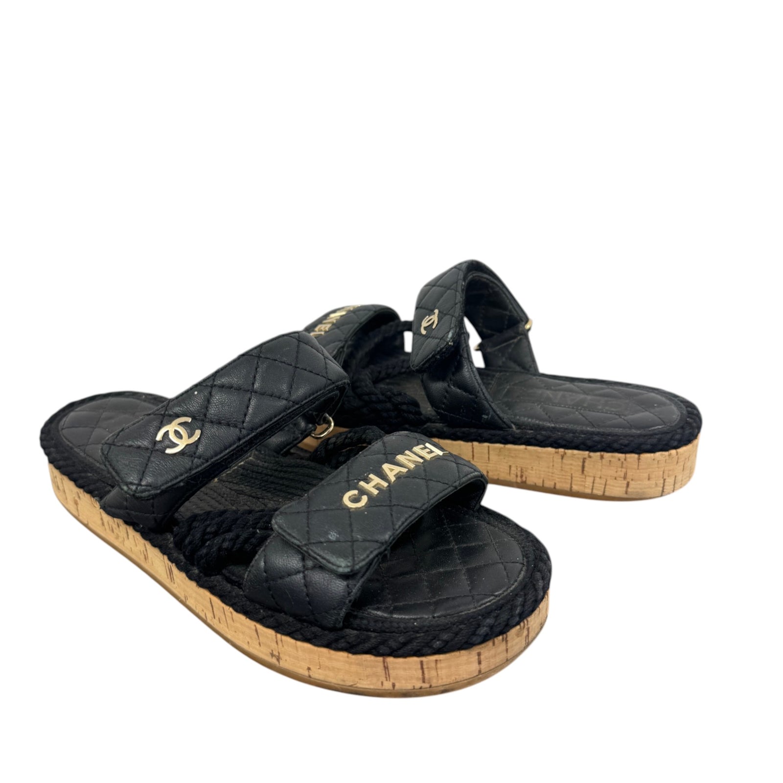Women's Cord lambskin Dad Sandals Black Size UK 4 / EU 37 - Photo 3