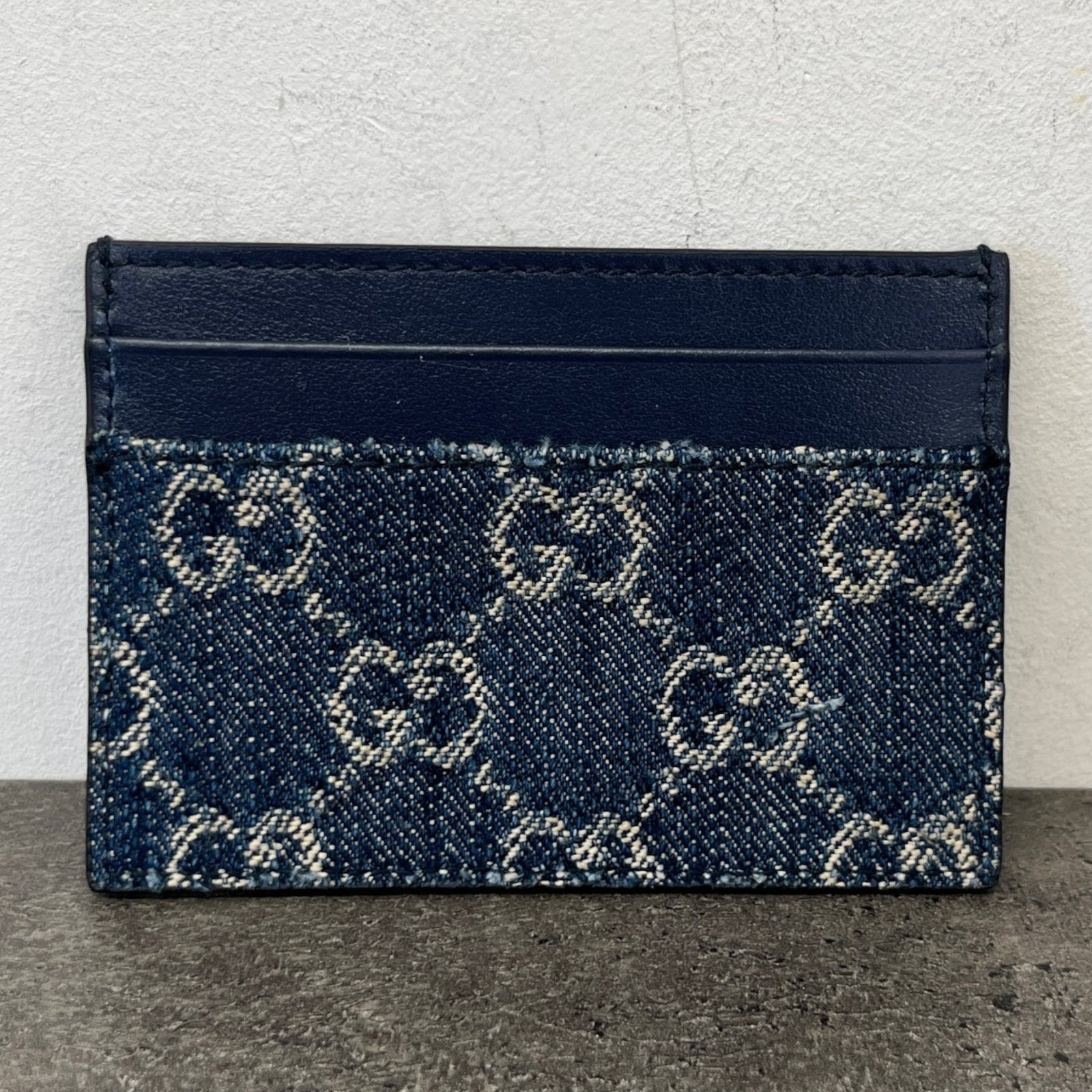 Men's GG Supreme Card Holder Blue - Photo 9