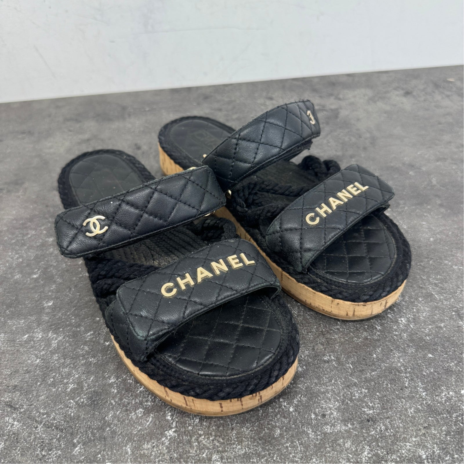 Women's Cord lambskin Dad Sandals Black Size UK 4 / EU 37 - Photo 13