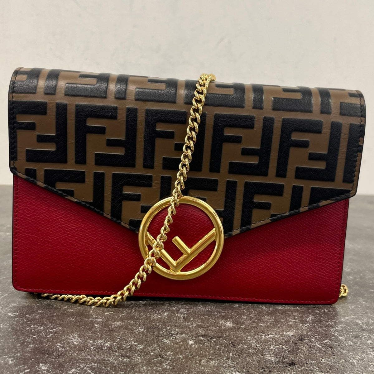 Women's FF Wallet On Chain Crossbody Bag Brown - Photo 12