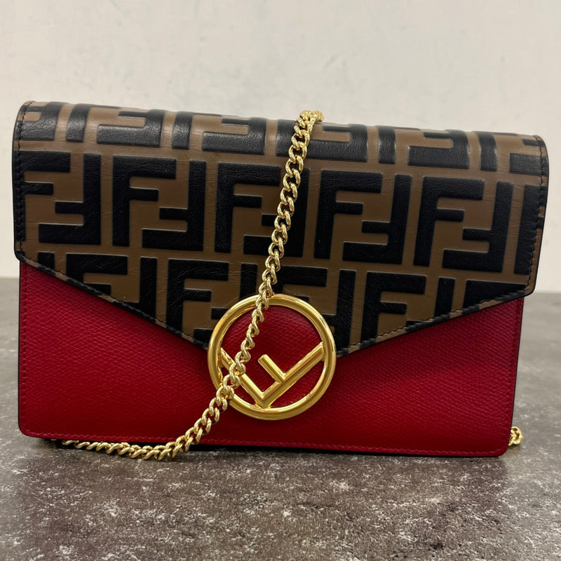 Women's FF Wallet On Chain Crossbody Bag Brown