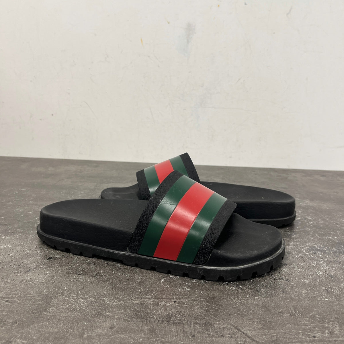 Men's Web Stripe Pool Slides Black Size UK 10 / EU 44 - Photo 11