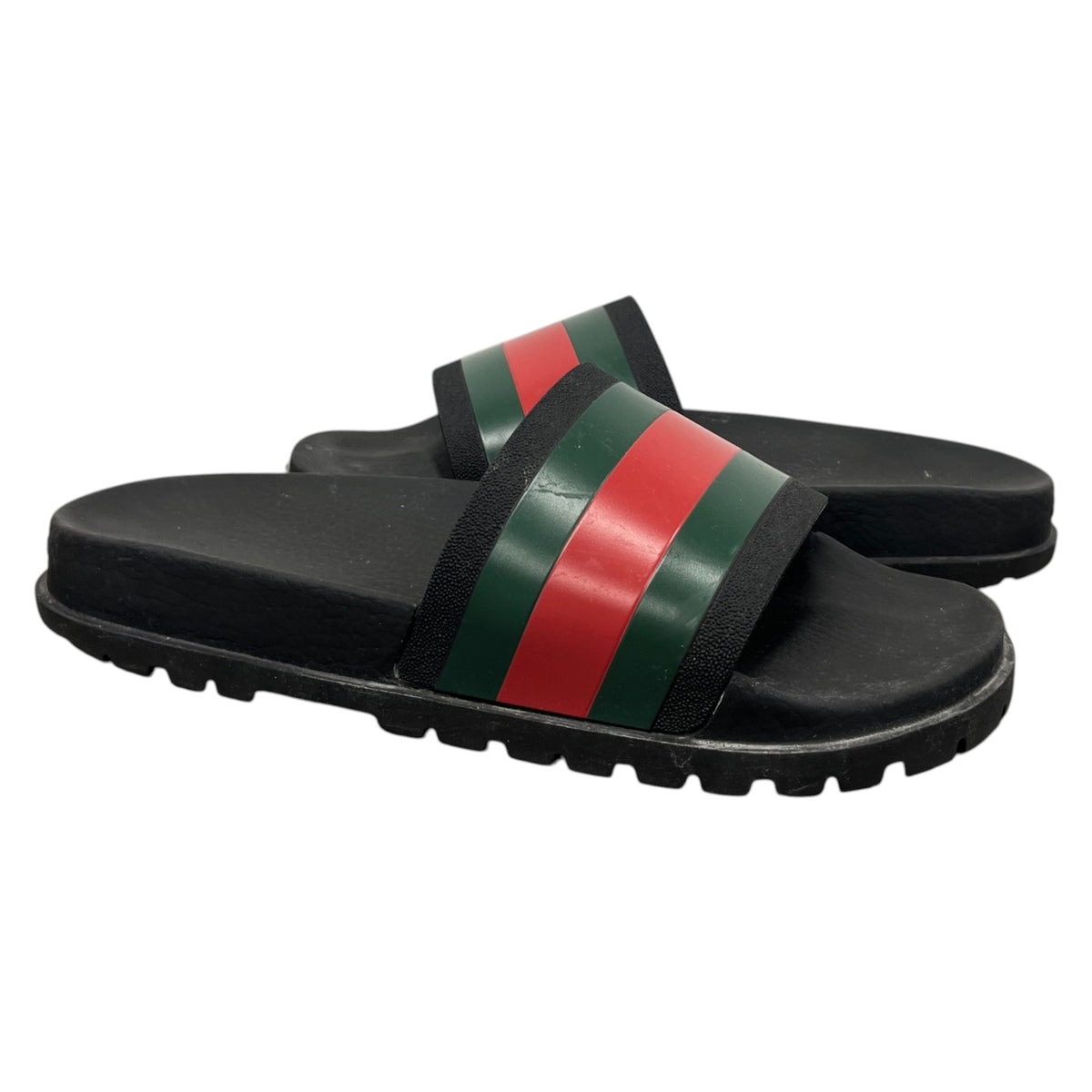 Men's Web Stripe Pool Slides Black Size UK 10 / EU 44 - Photo 3