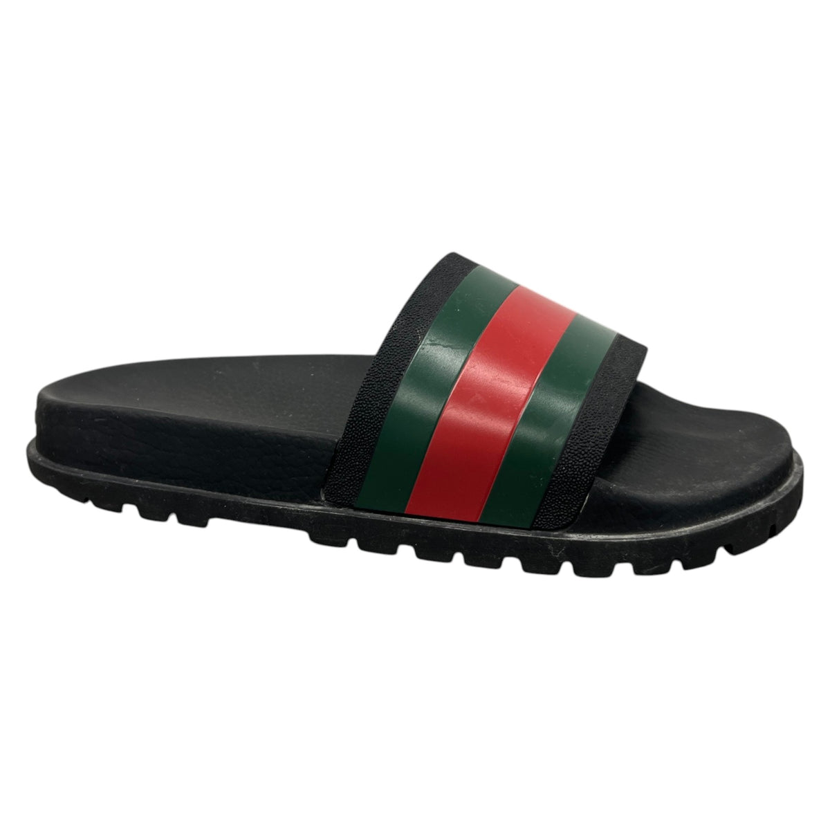 Men's Web Stripe Pool Slides Black Size UK 10 / EU 44 - Photo 1