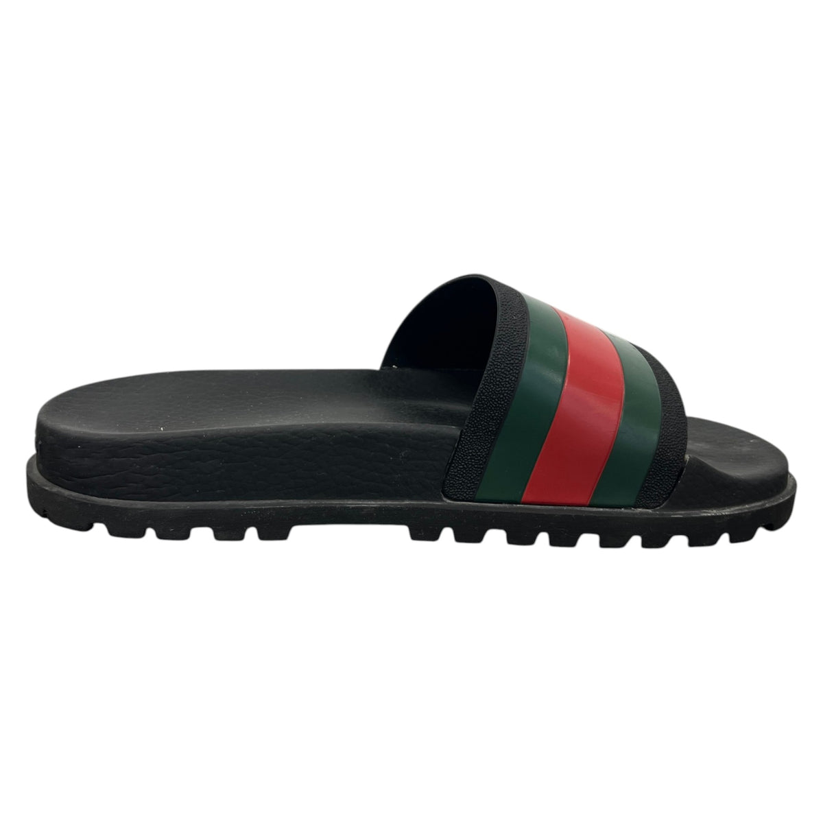 Men's Web Stripe Pool Slides Black Size UK 10 / EU 44 - Photo 4