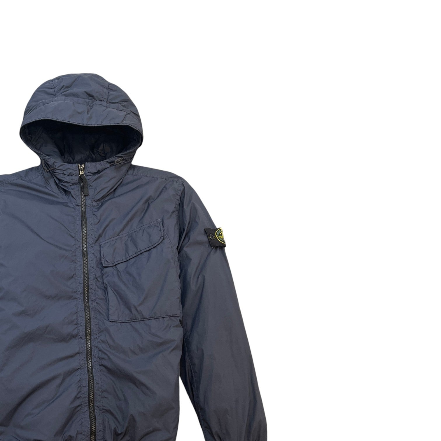 Men's Crinkle Reps Hooded Jacket Navy Size M - Photo 3
