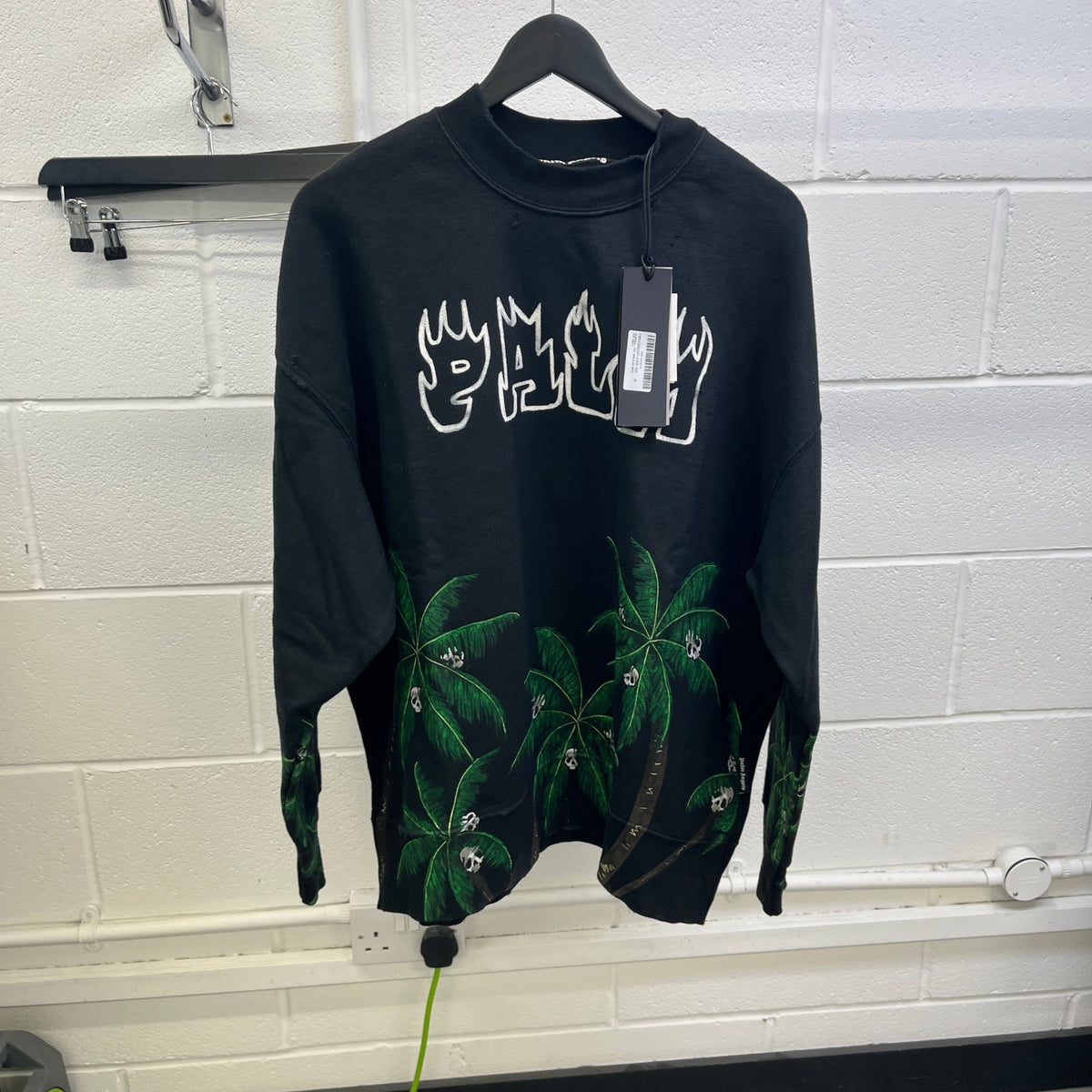 Men's Distressed Palm Sweatshirt Black Size M - Photo 8
