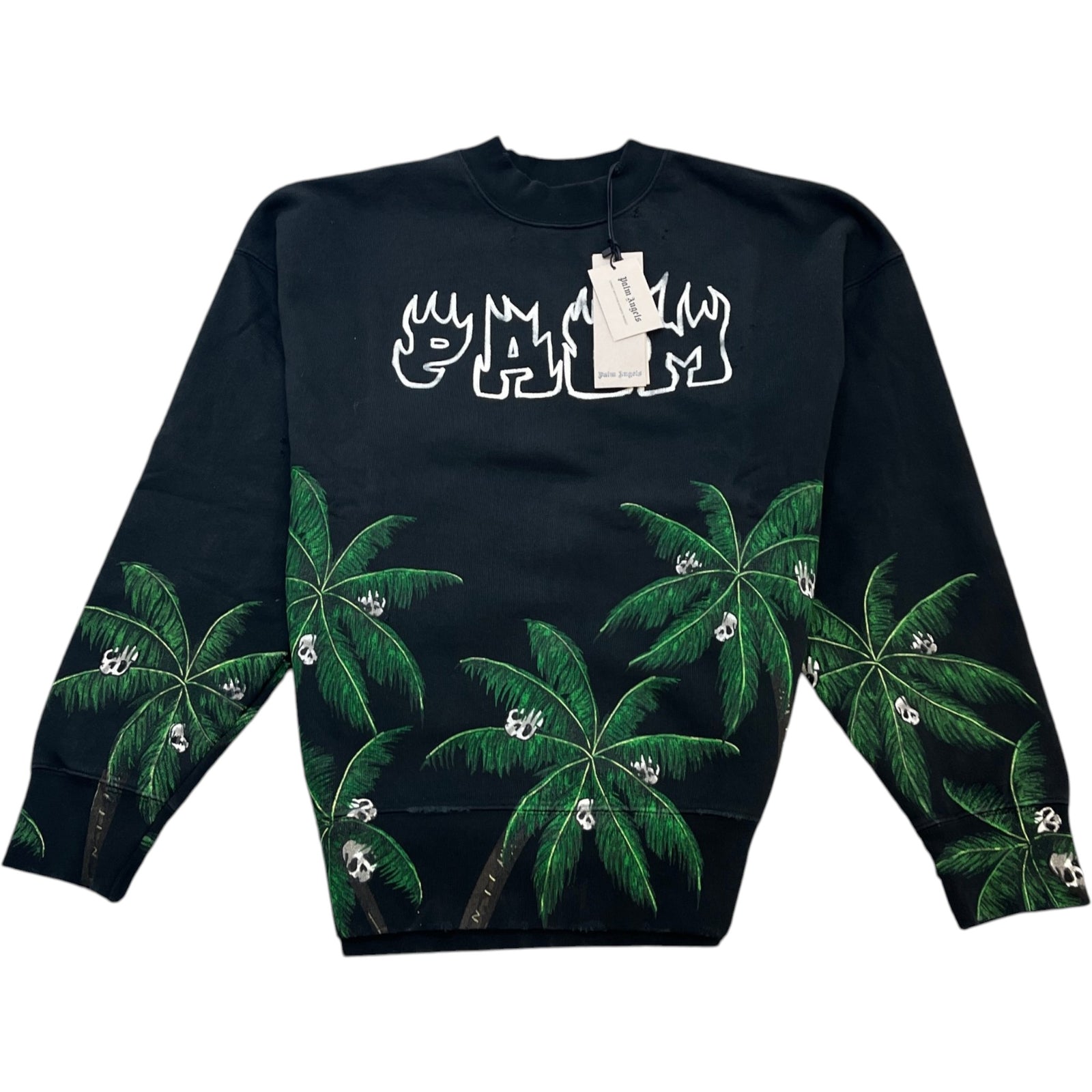 Men's Distressed Palm Sweatshirt Black Size M - Photo 1