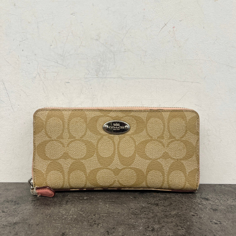 Women's Signature C Zip Around Wallet Beige
