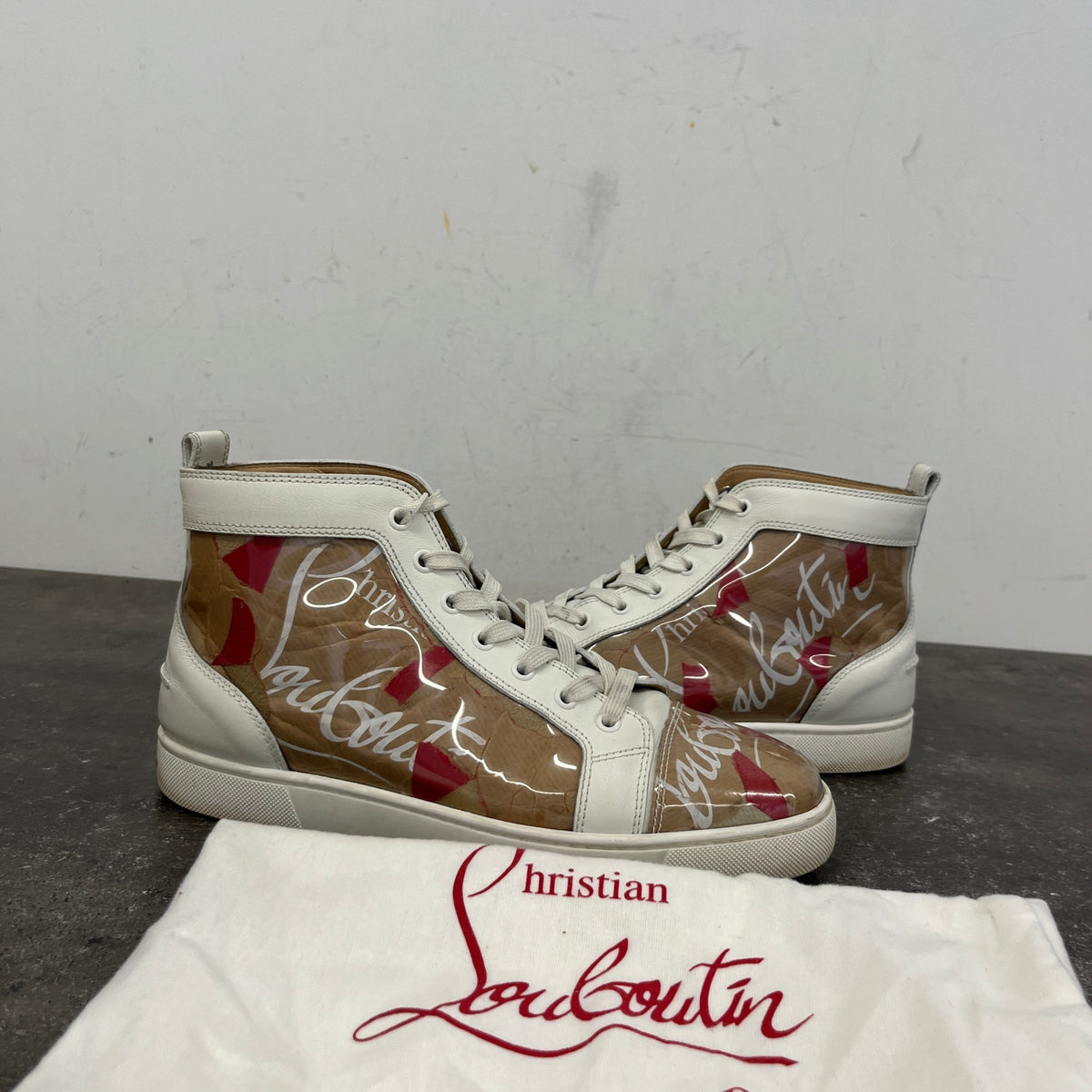 Men's Louis Loubi Kraft PVC High Trainers White Size UK 8 / EU 42 - Photo 12