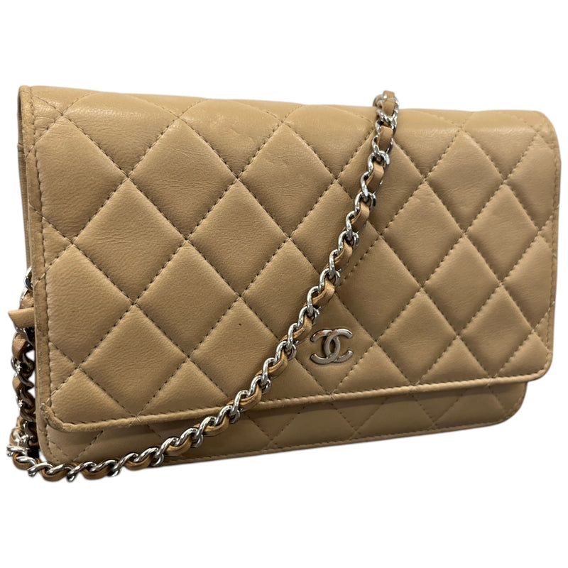 Women's Classic Wallet on Chain Crossbody Bag Beige
