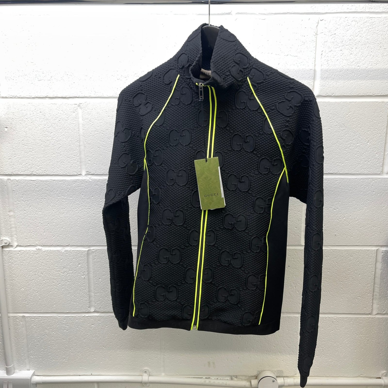 Men's Gg Stretch-Jersey Neoprene Zip Track Jacket Black Size XS - Photo 10