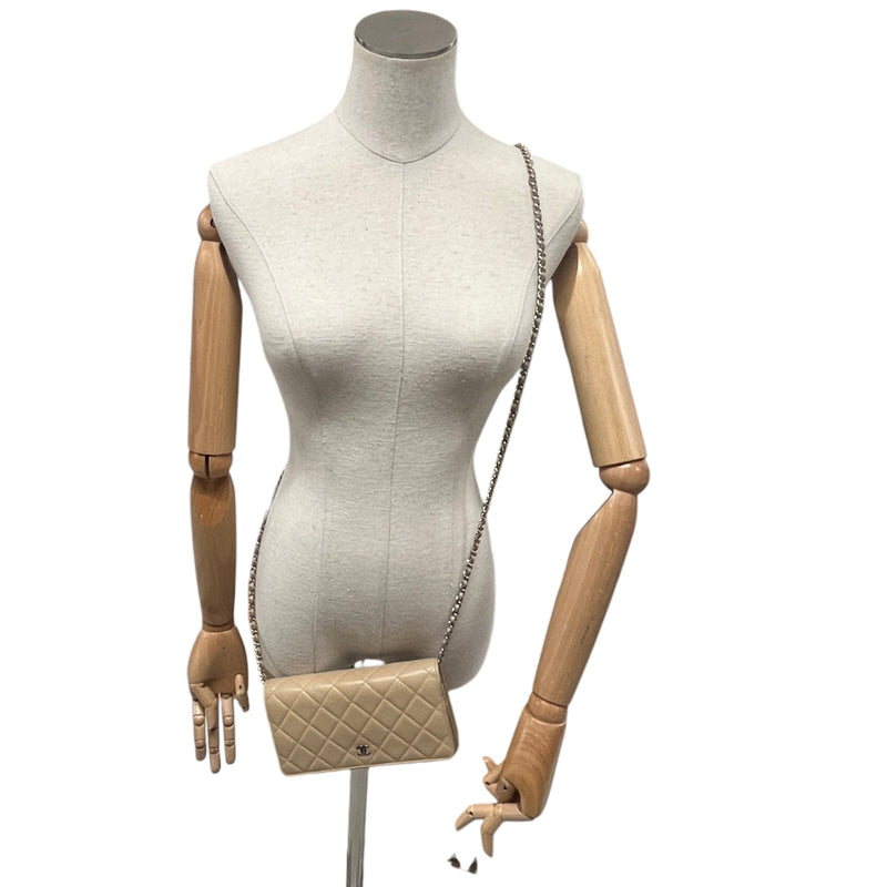 Women's Classic Wallet on Chain Crossbody Bag Beige