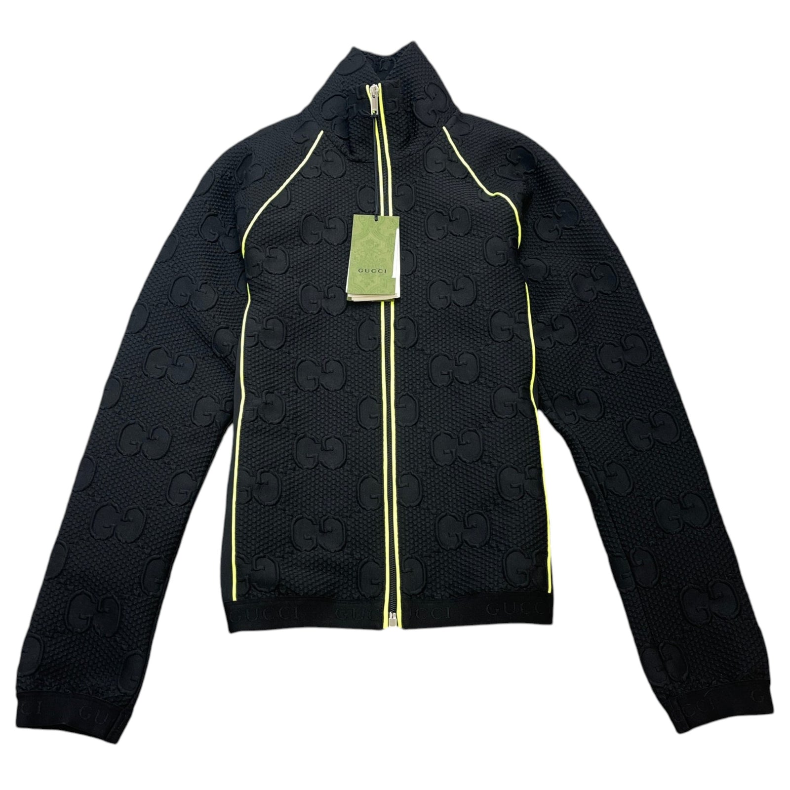 Men's Gg Stretch-Jersey Neoprene Zip Track Jacket Black Size XS - Photo 1
