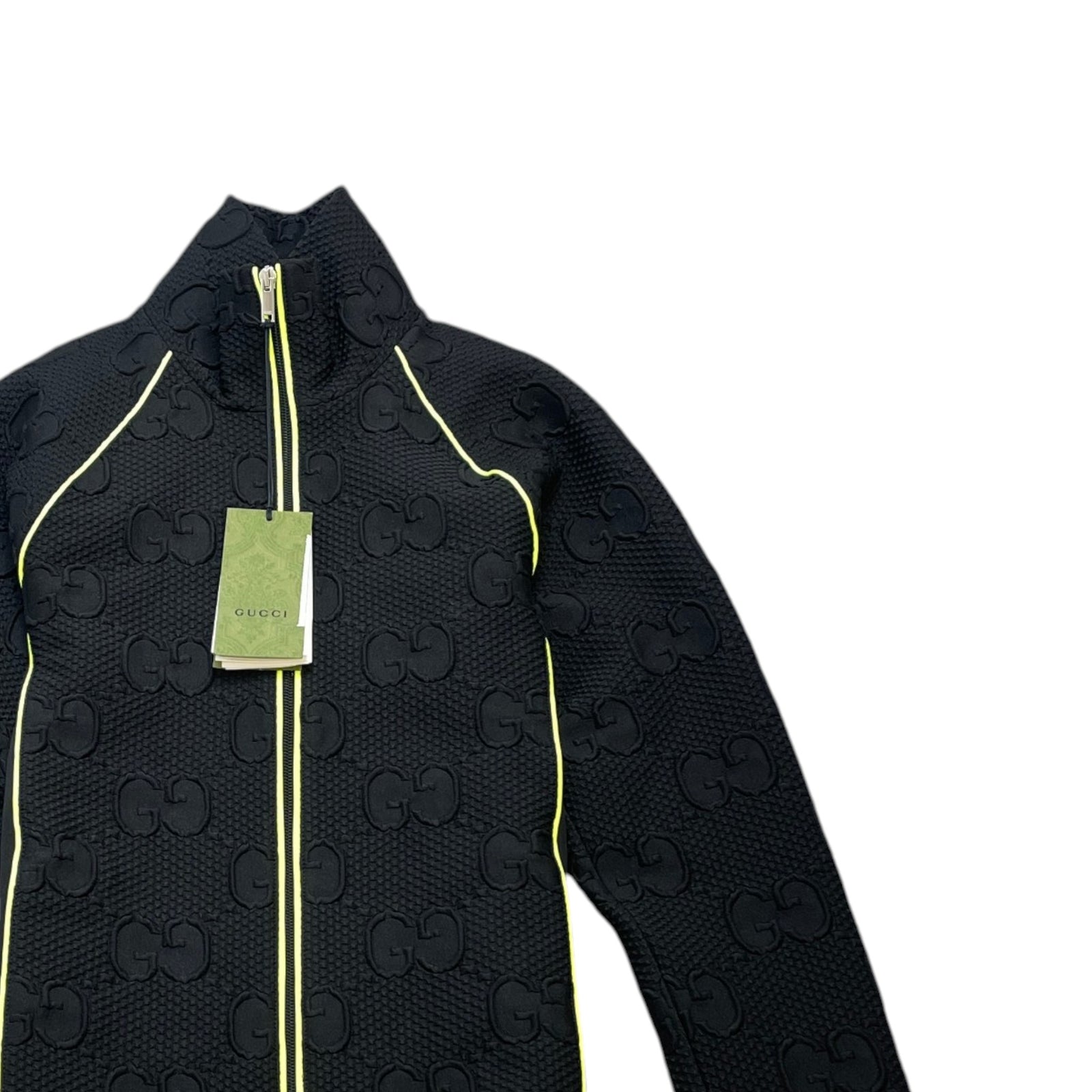 Men's Gg Stretch-Jersey Neoprene Zip Track Jacket Black Size XS - Photo 3