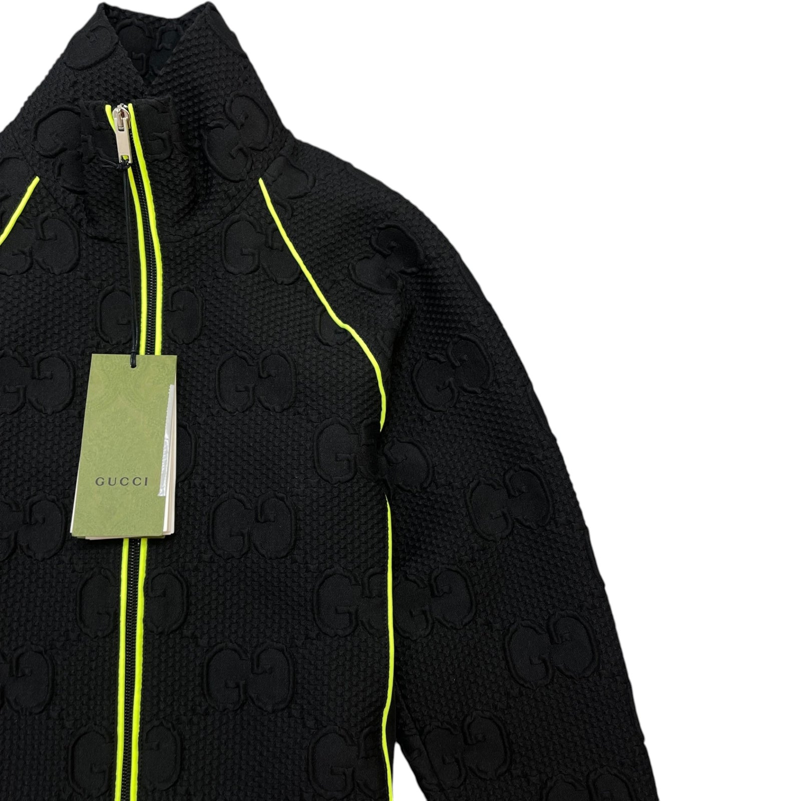 Men's Gg Stretch-Jersey Neoprene Zip Track Jacket Black Size XS - Photo 6