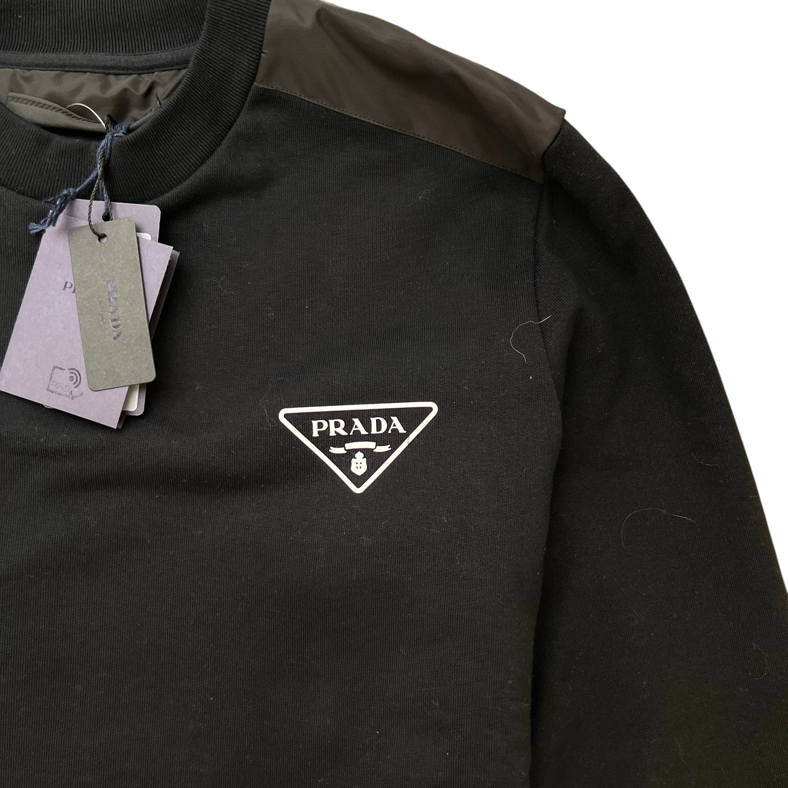 Men's Triangle Logo Nylon Sweatshirt Black Size S - Photo 5