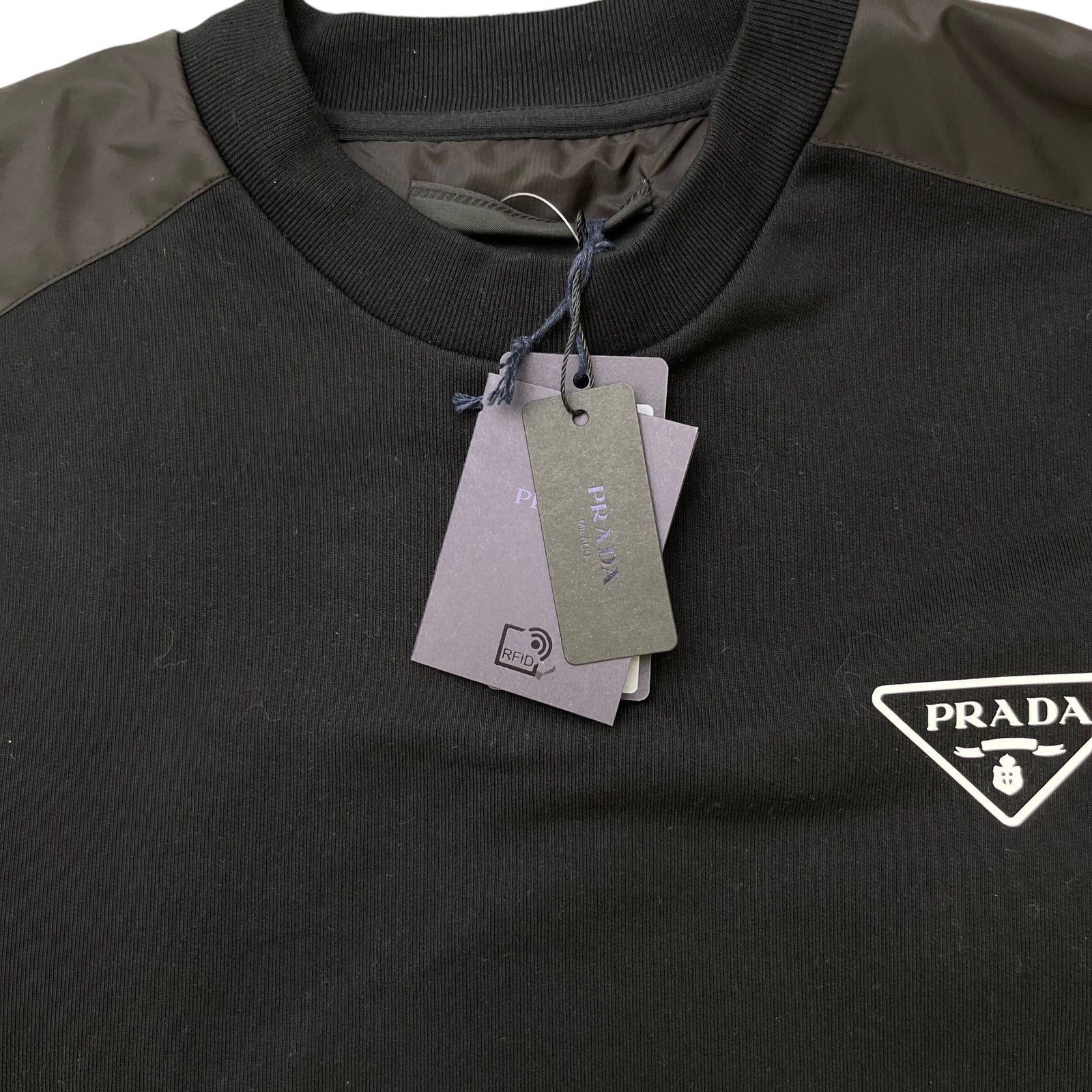 Men's Triangle Logo Nylon Sweatshirt Black Size S - Photo 6