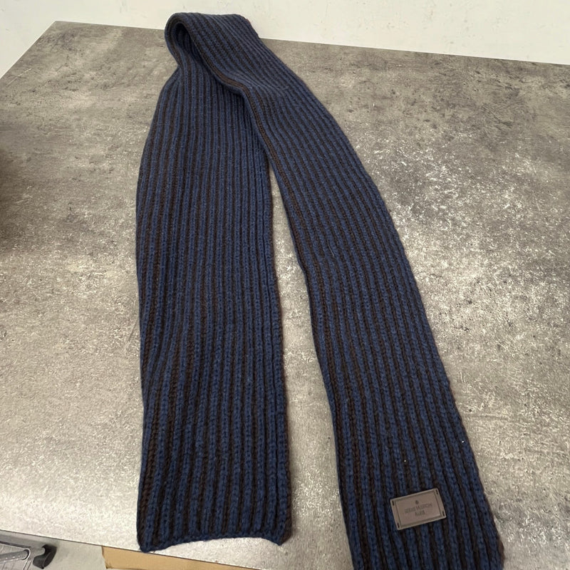 Men's Ribbed Knit Scarf Navy