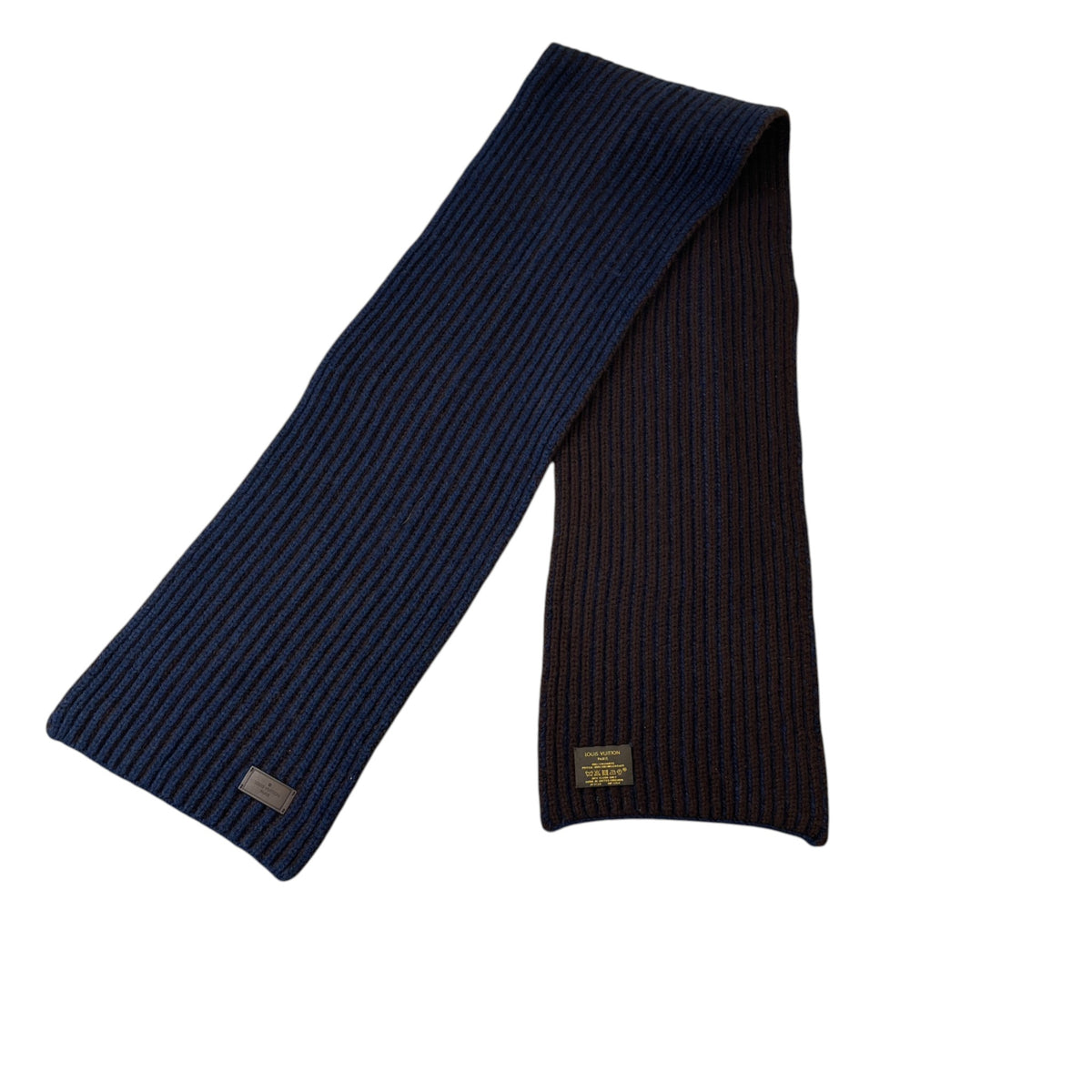 Men's Ribbed Knit Scarf Navy - Photo 2