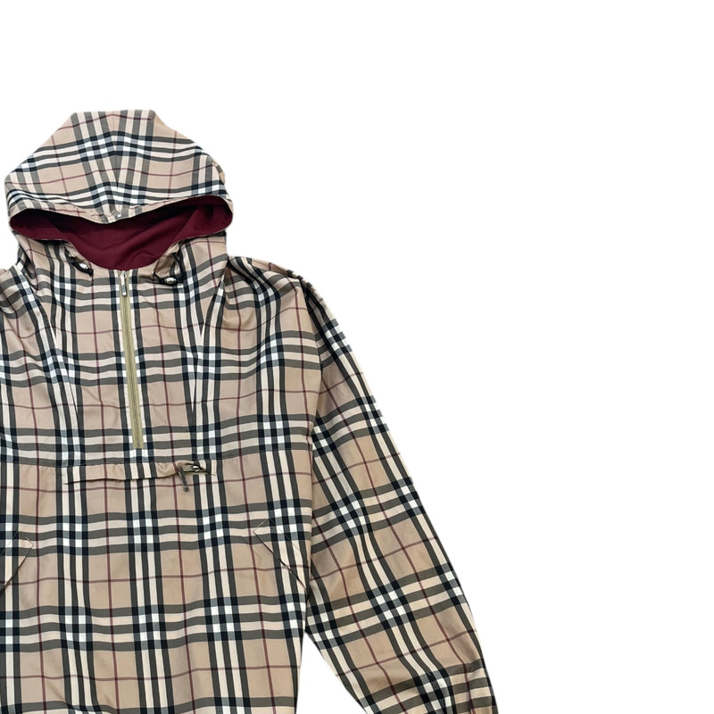 Men's Nova Check Half Zip Windbreaker Beige Size L