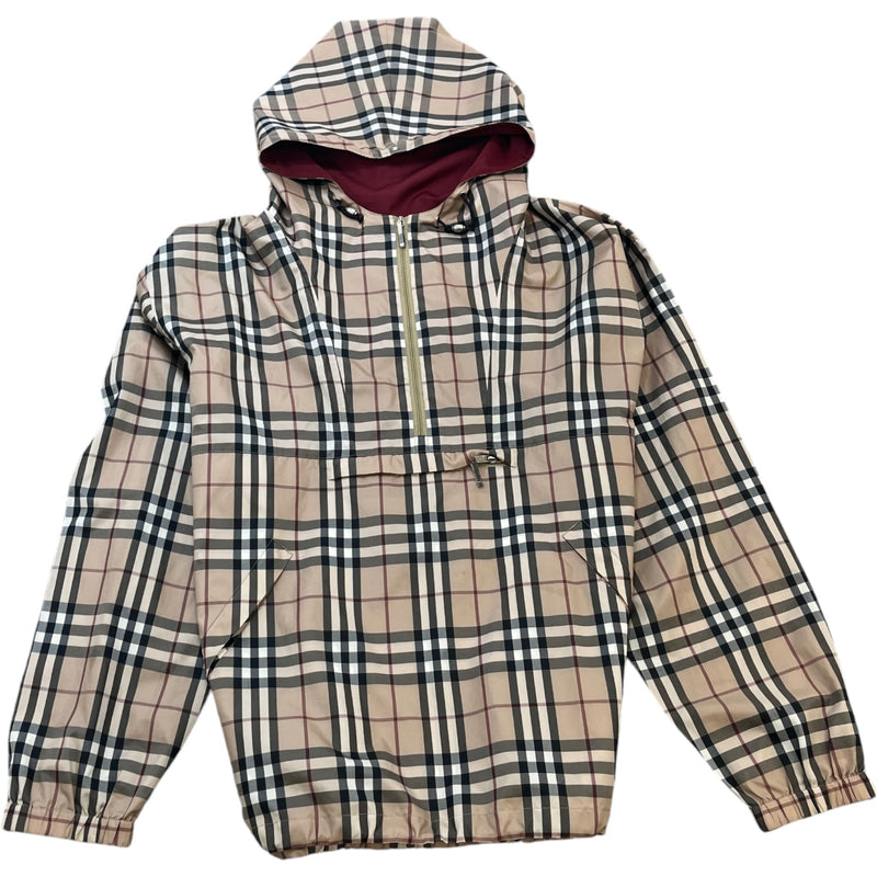 Men's Nova Check Half Zip Windbreaker Beige Size L
