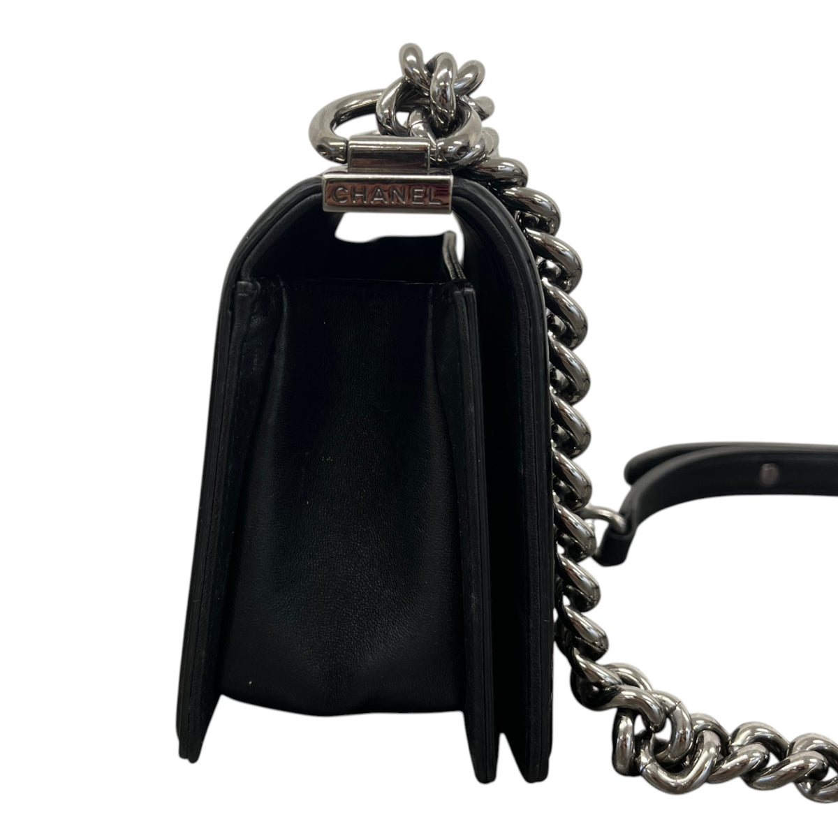 Women's Small Boy Flap Patent Handbag Black - Photo 7