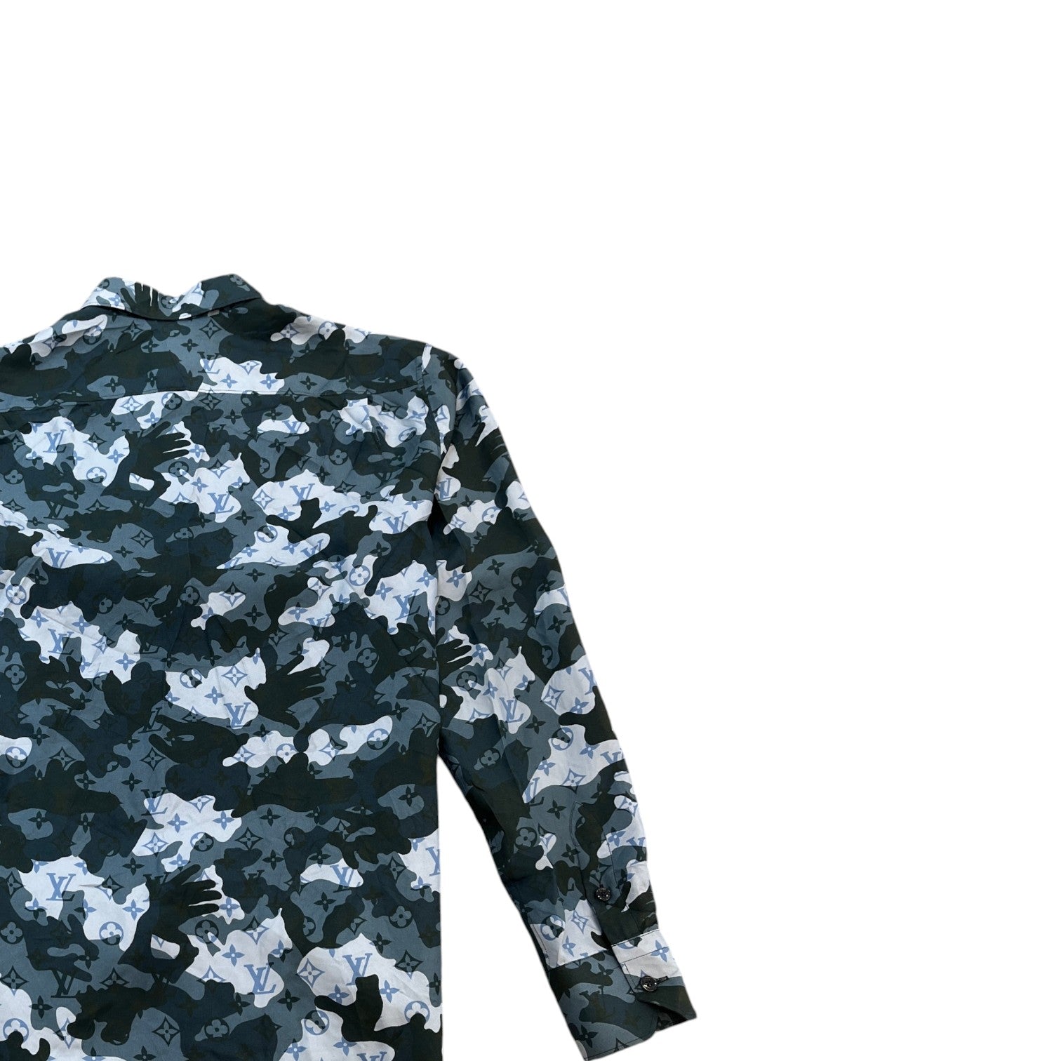 Men's Monogram Camouflage Long Sleeve Shirt Blue Size L - Photo 4