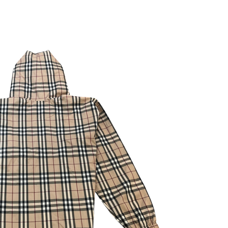 Men's Nova Check Half Zip Windbreaker Beige Size L