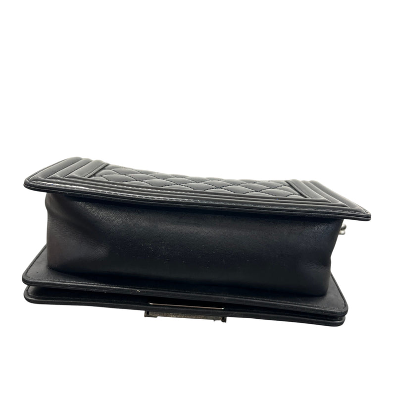 Women's Small Boy Flap Patent Handbag Black