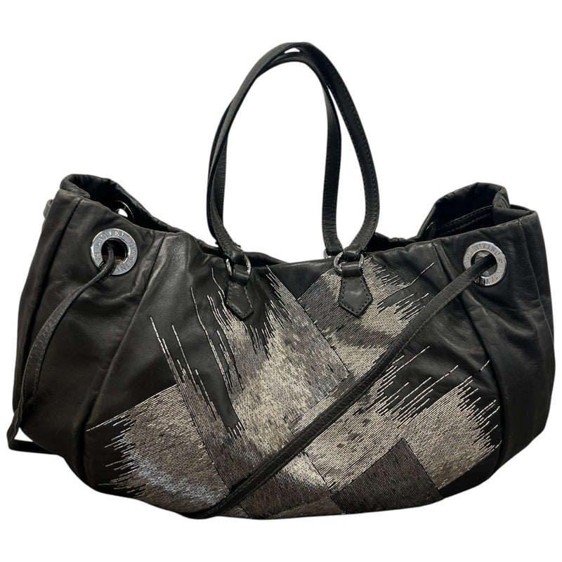 Women's Beaded Glam Tote Handbag Black