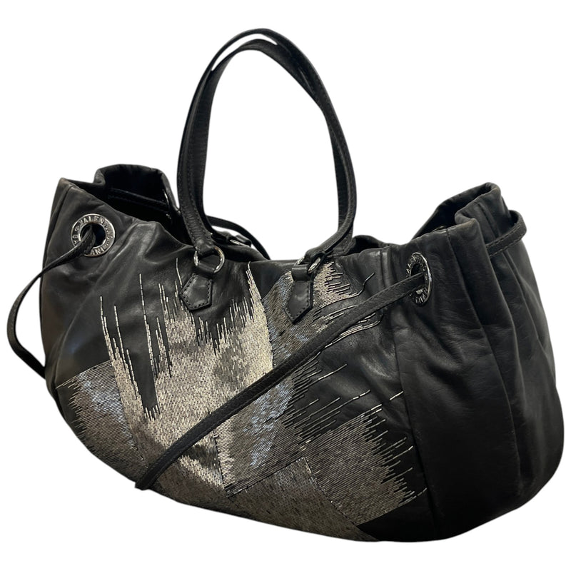 Women's Beaded Glam Tote Handbag Black