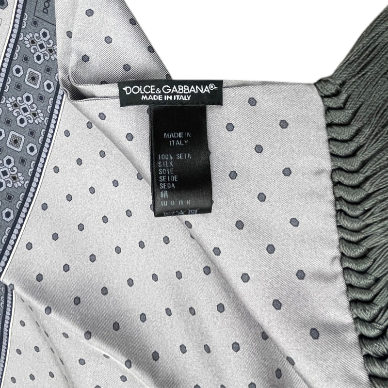 Men's Foulard Geometric Print Scarf Charcoal
