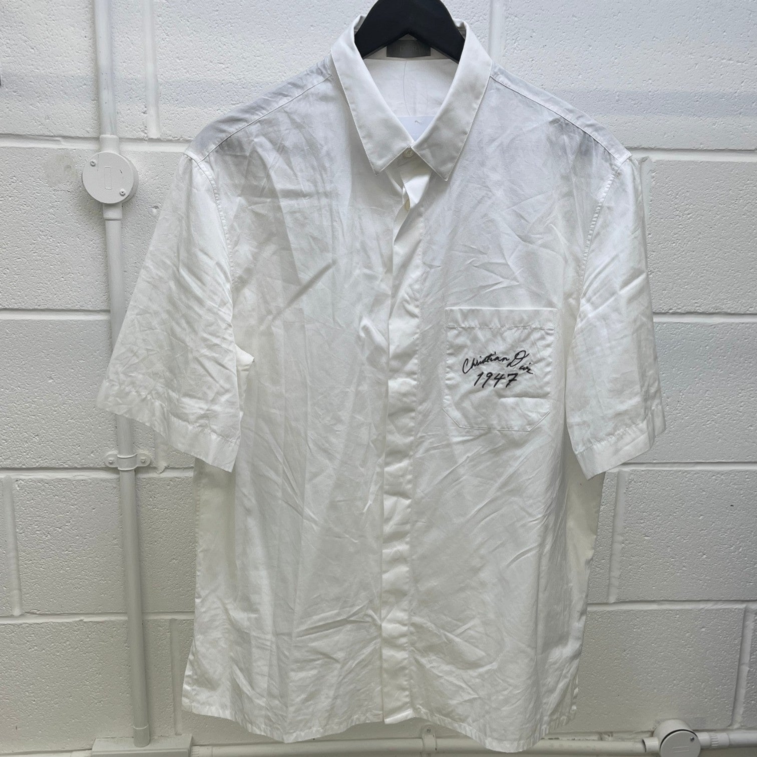 Men's 1947 Logo Short Sleeve Shirt White Size M - Photo 8