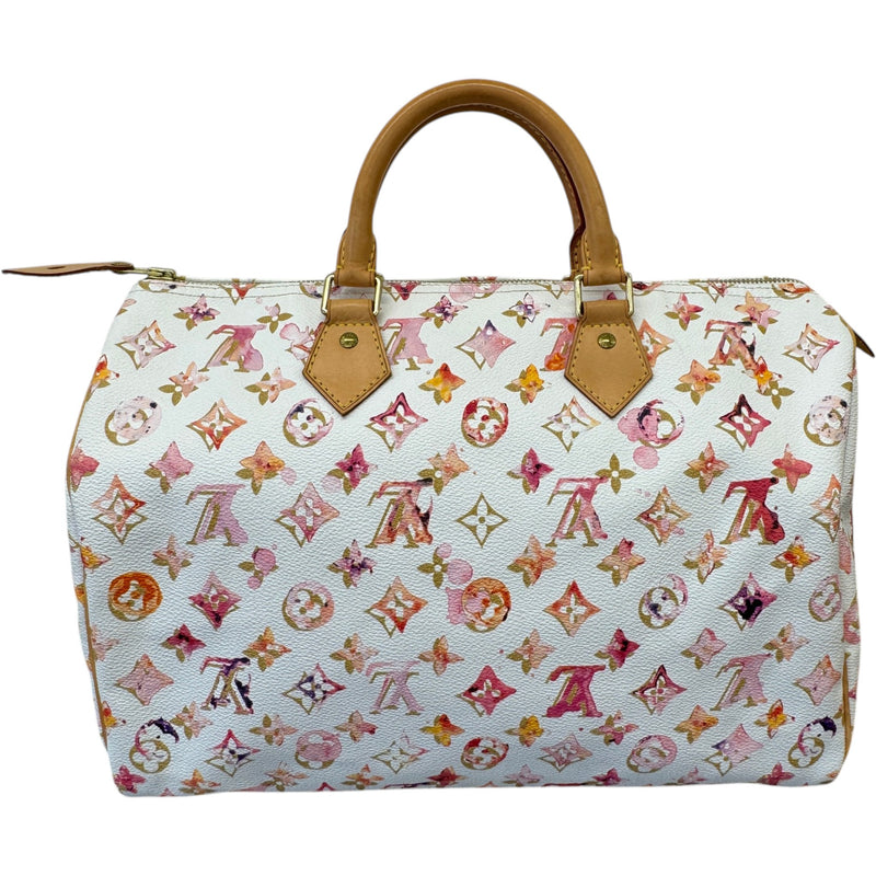 Women's Monogram Watercolor Aquarelle Speedy Handbag White